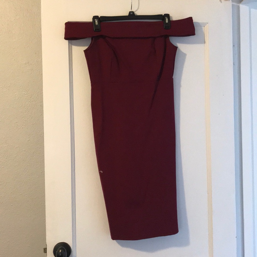 Adorable maroon midi off the shoulder dress- lulus